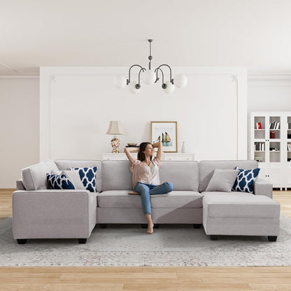 L Lengend Vansen Modular Sectional Sofa U Shaped Couch with Ottoman Modern Reversible Corner