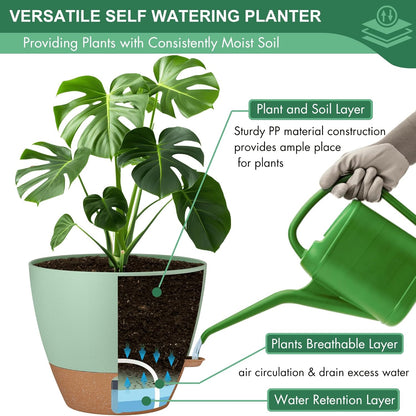12/10/8 Inch Self Watering Pots for Indoor Plants Plastic Large Plant Pot for Outdoor Plants, Water