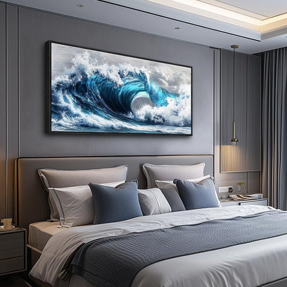 PHAOHUAXM Blue Wave lPaintings Wall Art For Living Room Wall Decor For Bedroom Ocean Inspiration