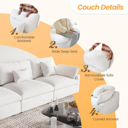 JACH Sectional Couches for Living Room, 4 Seater Cloud Sectional Couch with Deep Seat, Down Filled