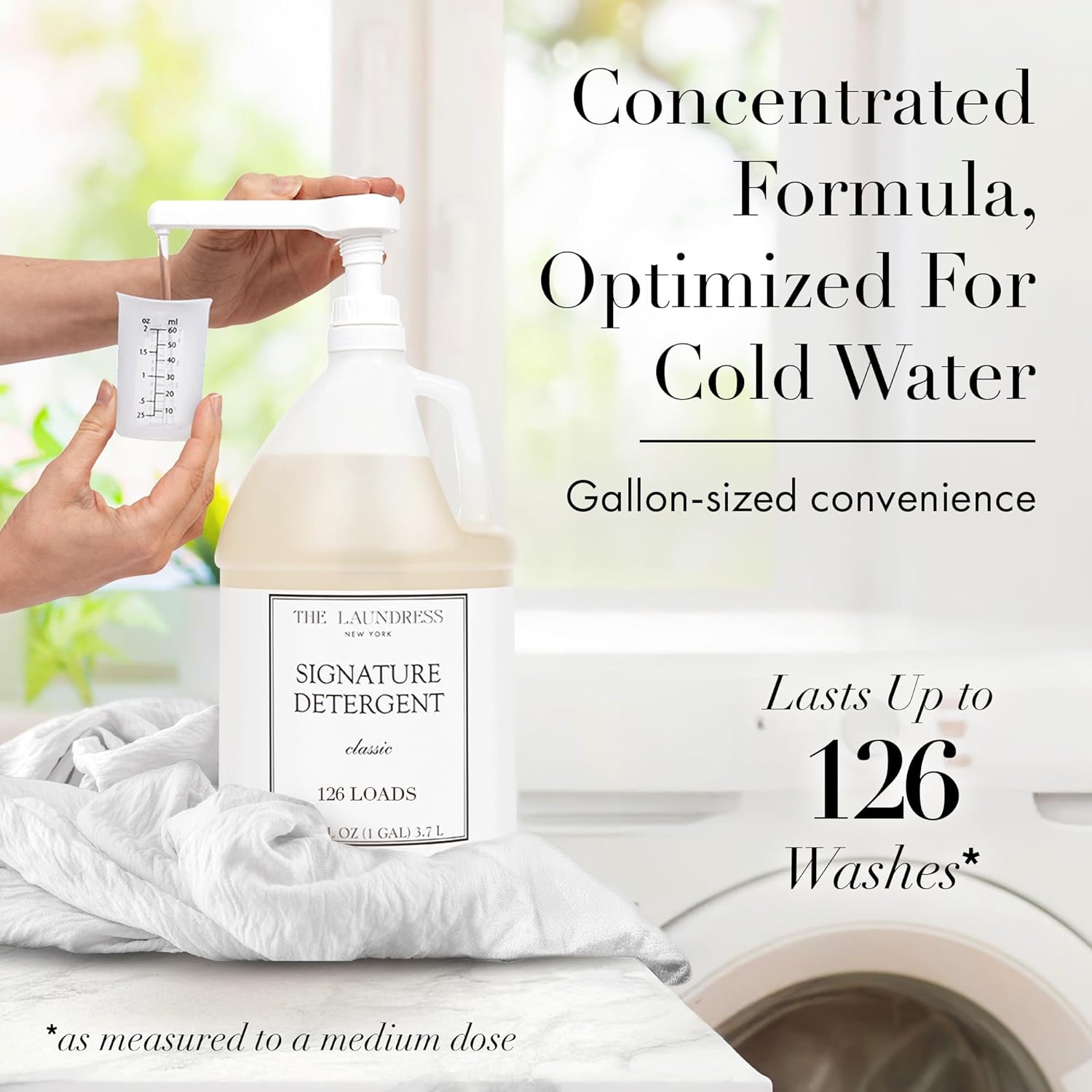 The Laundress Luxury Laundry Detergent, Gallon Pump, 126 Loads, Scented Signature Classic
