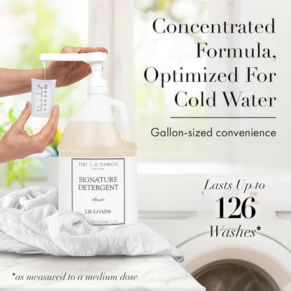 The Laundress Luxury Laundry Detergent, Gallon Pump, 126 Loads, Scented Signature Classic