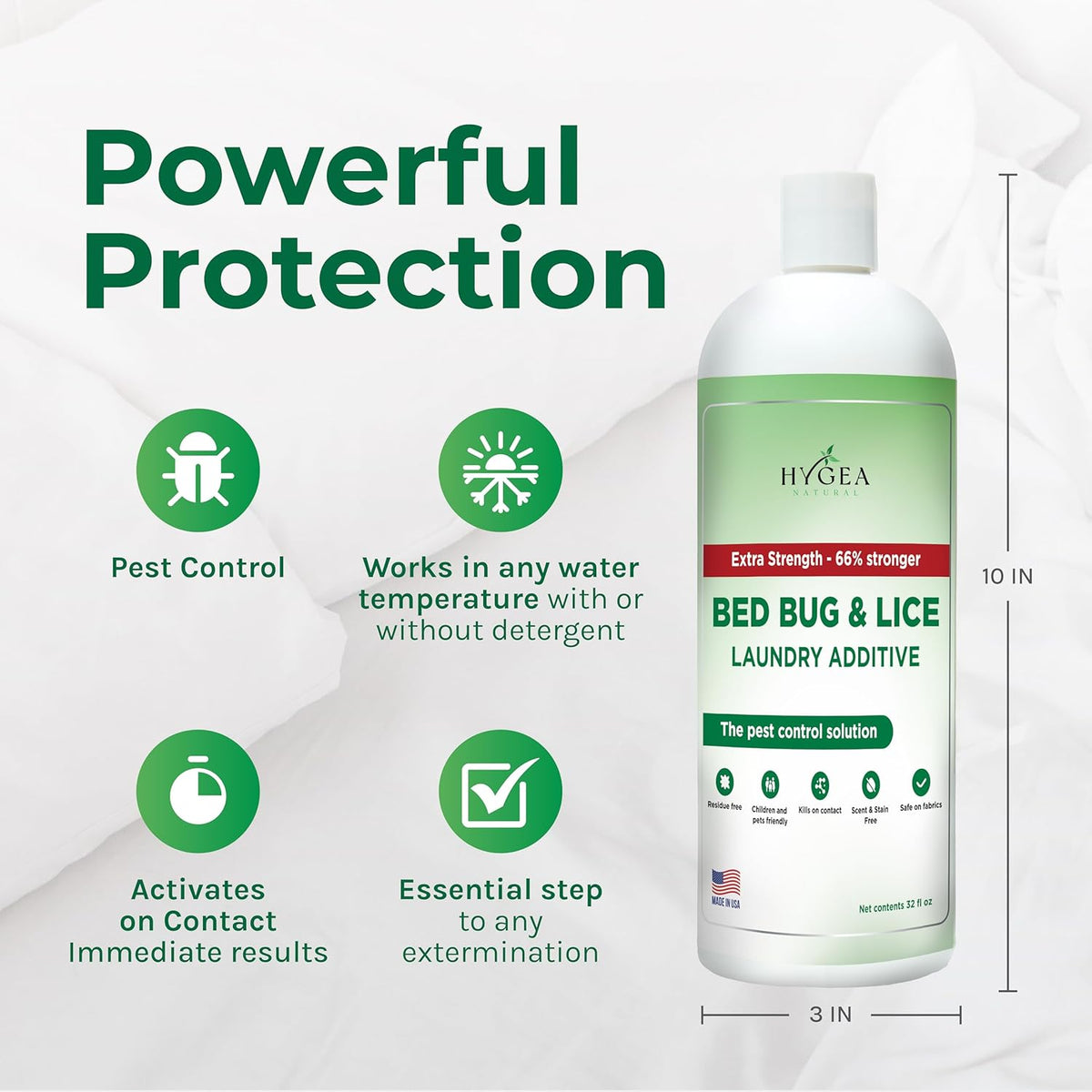 Lice & Bed Bug Extra Strength Laundry Additive - Environmentally Responsible, Odorless & Stain-Free