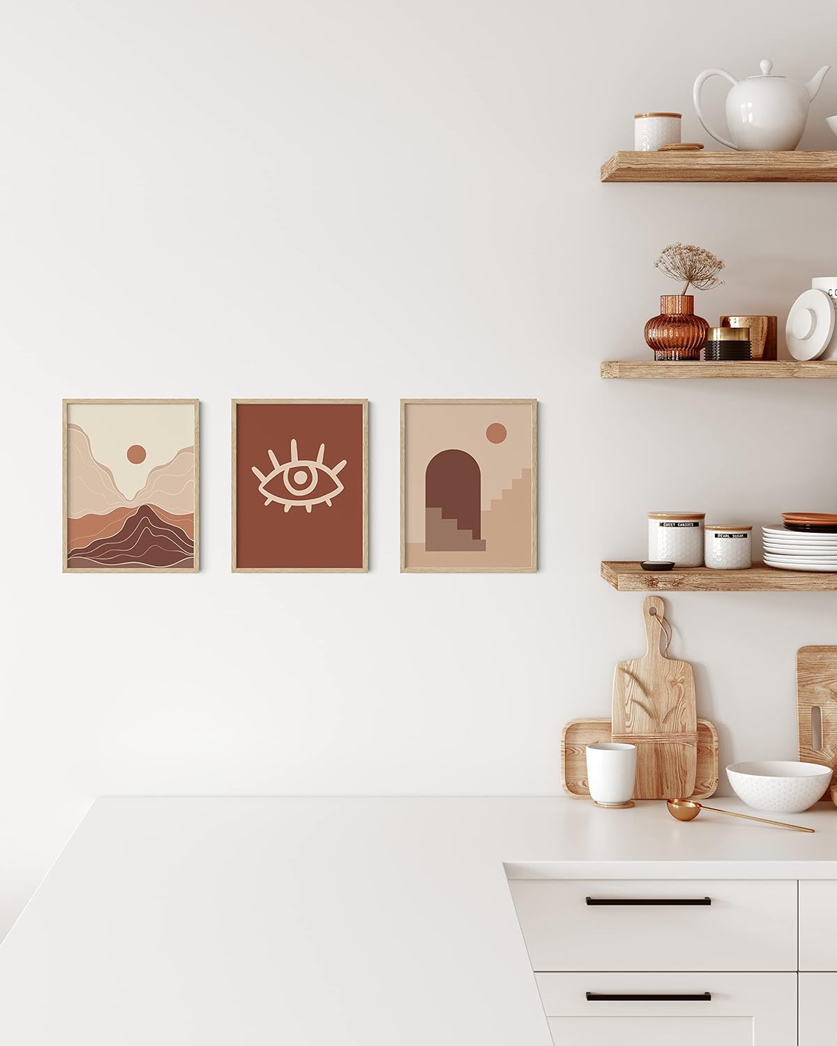 HAUS AND HUES Set of 3 Pennsylvania Oak Wood Picture Frames, 8.5x11 in, Beige, Minimalist Style