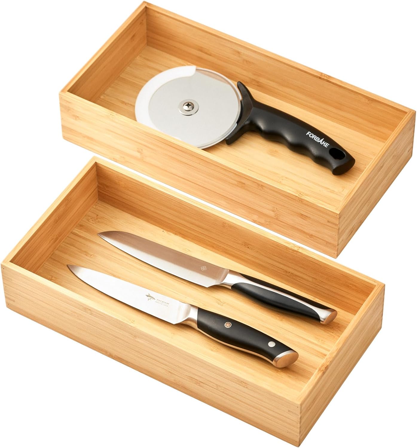 Umilife Bamboo Kitchen Utensils Organizer, Extra High Silverware Drawer Holder, Flatware Cutlery