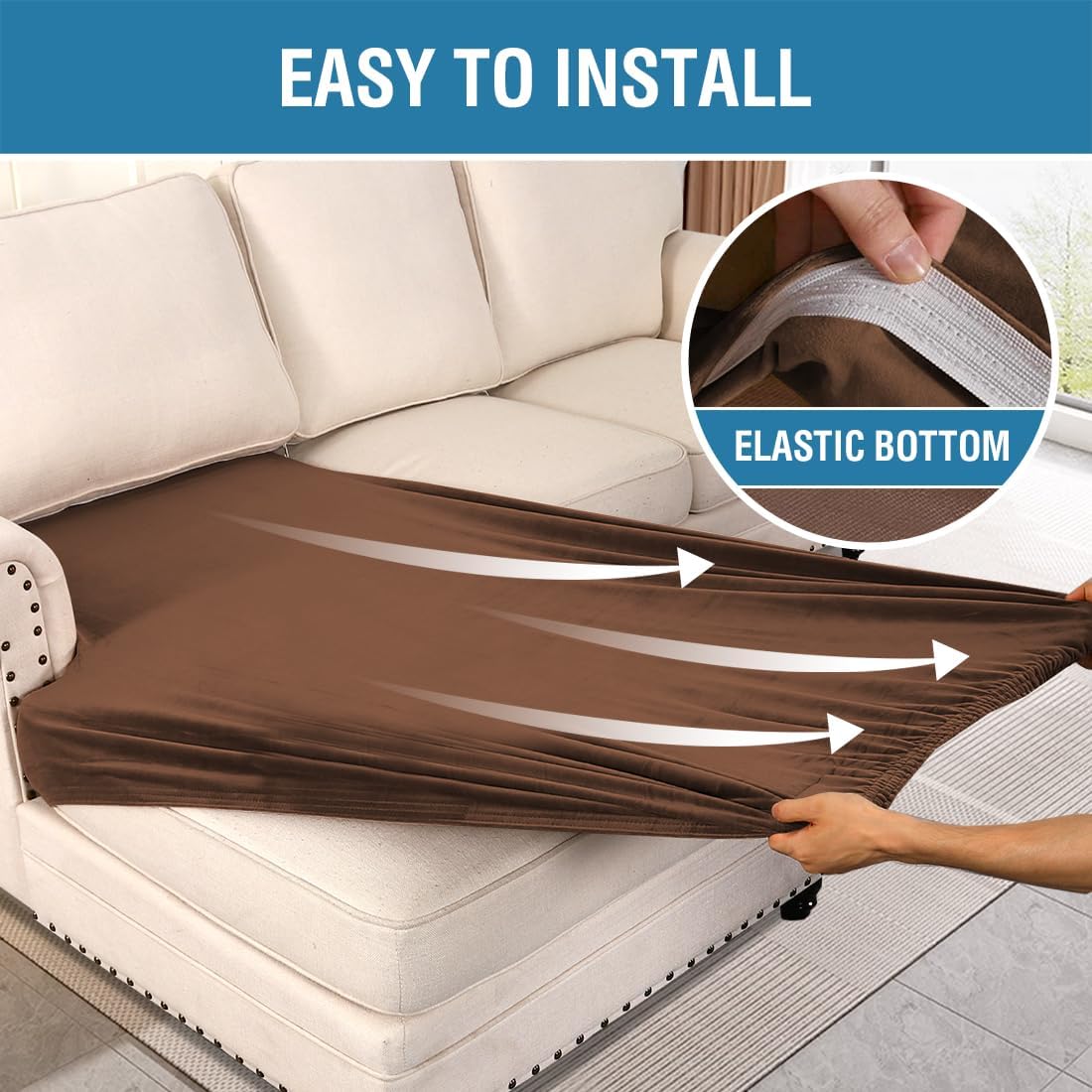 H.VERSAILTEX Velvet Stretch Individual Chaise Cover Sectional Couch Covers for L Shaped Sofa Both