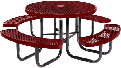 Coated Outdoor Furniture Heavy-Duty Portable Outdoor Picnic Table with Umbrella Hole, Expanded