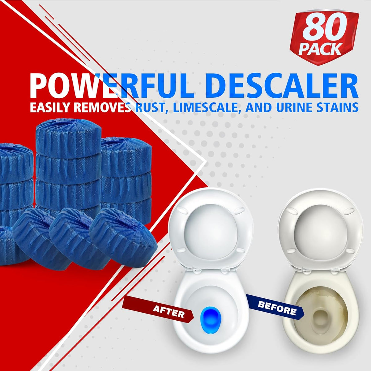USKICH Toilet Bowl Cleaner Tablets 80 PACK, Bathroom Automatic Toilet Tank Blue Cleaners with