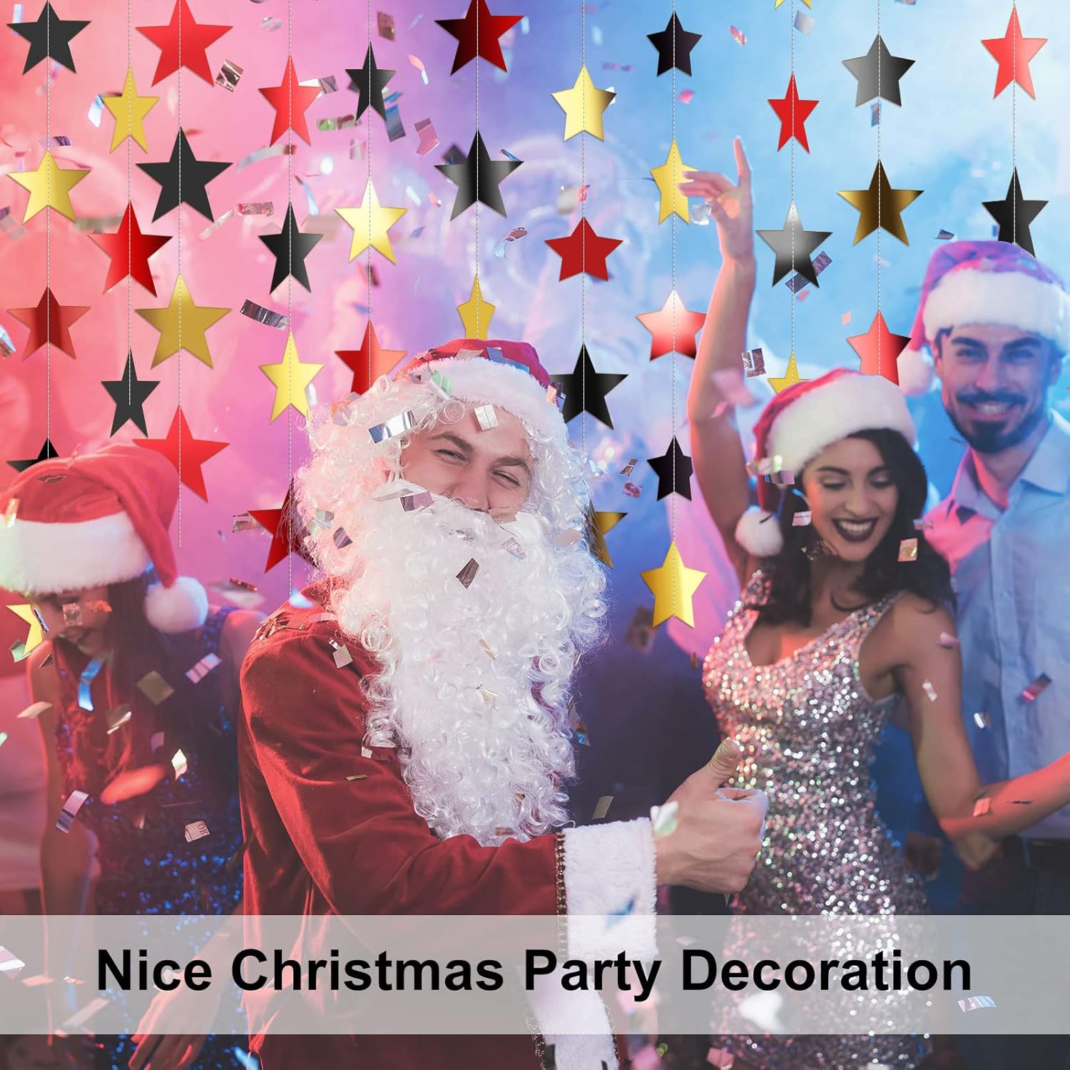 Patelai Glitter Star Garland Banner Decor 130 Feet Star Hanging Bunting Banner Twinkle Backdrop for