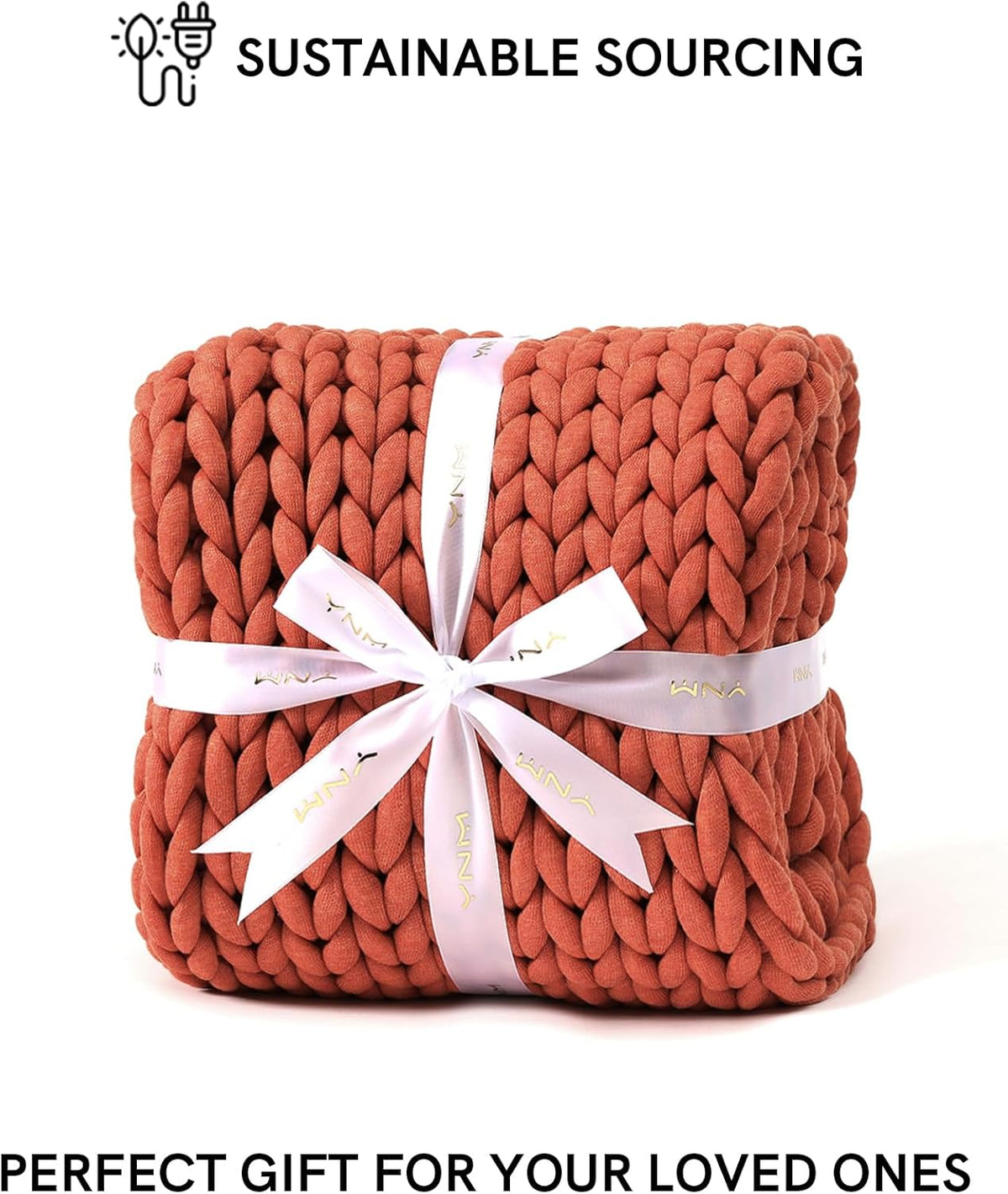 YnM Chunky Throw Blanket, Medium-Weight, Hand Knitted, Skin Friendly, Ventilated and Breathable