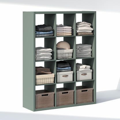 Furinno Cubic Extra Thick 12-Cube Closet Organizers and Storage, Sage Green
