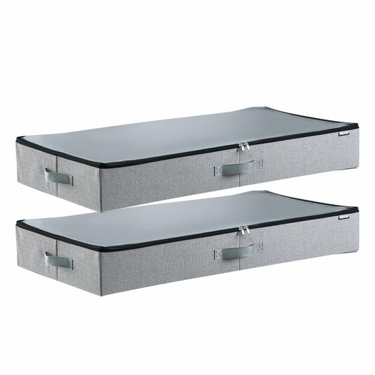 VEVOR Under Bed Storage with Clear Lids, 33.5 x 16.9 x 4.7 Inch, 45L Large Underbed Clothes Storage