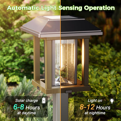 XMCOSY+ Solar Pathway Lights Outdoor Waterproof IP65 - Dual-Tone 25 LM LED Solar Garden Lights for