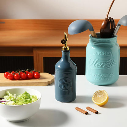 Sweejar 16 Oz Ceramic Olive Oil Dispenser Bottle, Oil Dispenser for Kitchen with Gravity Spout