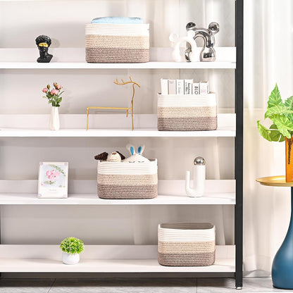 Shelf Baskets for Organizing, Storage Baskets for Shelves, Woven Baskets for Storage, Cotton Rope