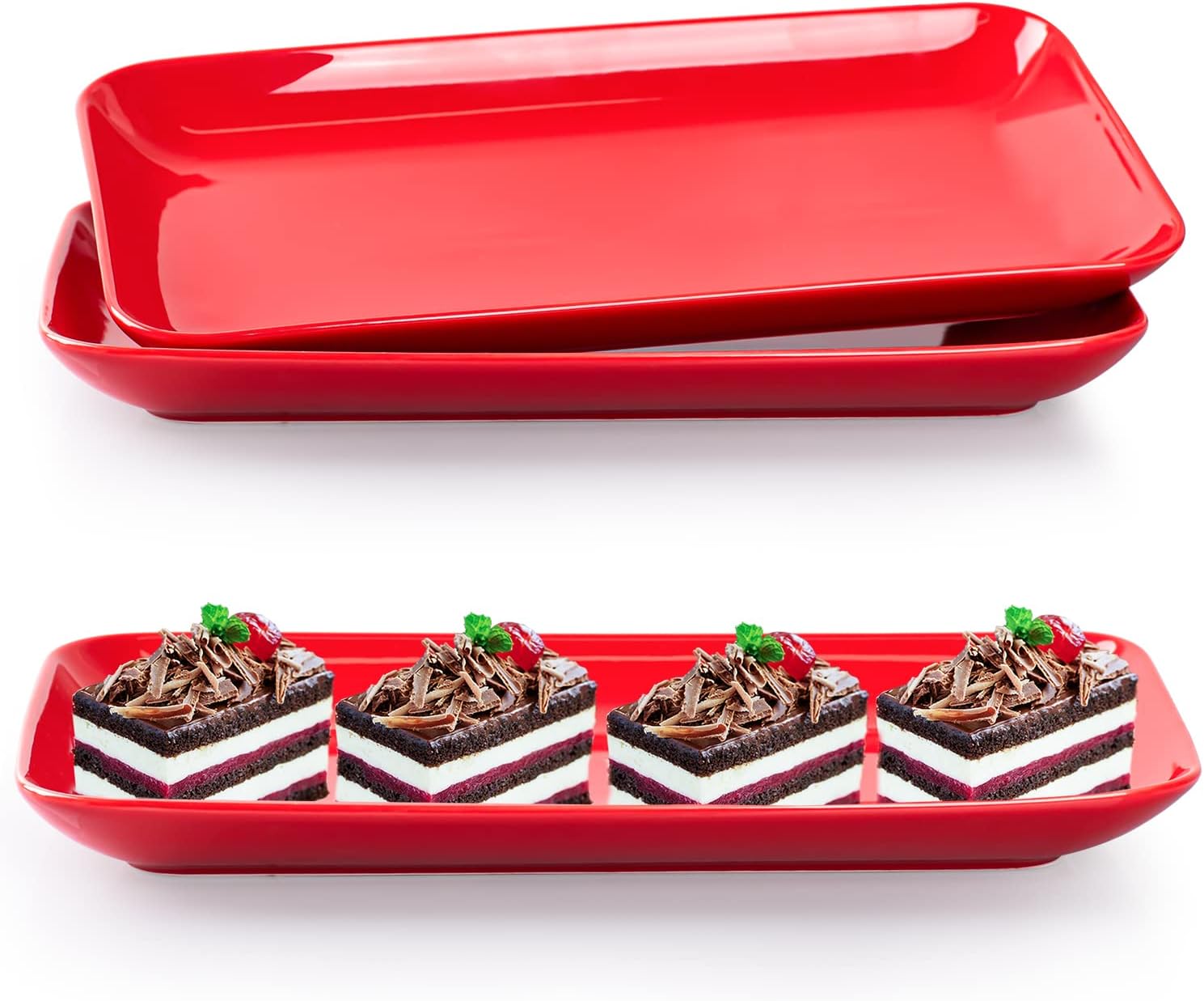 DELLING 3 Pack Rectangular Serving Platter and Trays, 12" Appetizer/Salad/Dessert Plates