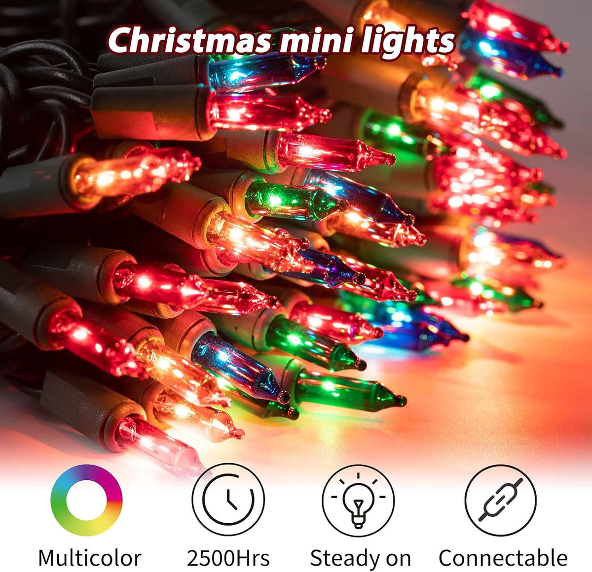 Minetom Clear Christmas Lights 2 Pack 26.5 Feet 100 Counts Mini String Lights Waterproof for Indoor
