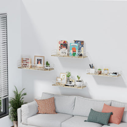 Floating Shelves for Wall Set of 4, Different Sizes Mounted Wood Floating Shelf, Wall Shelves for