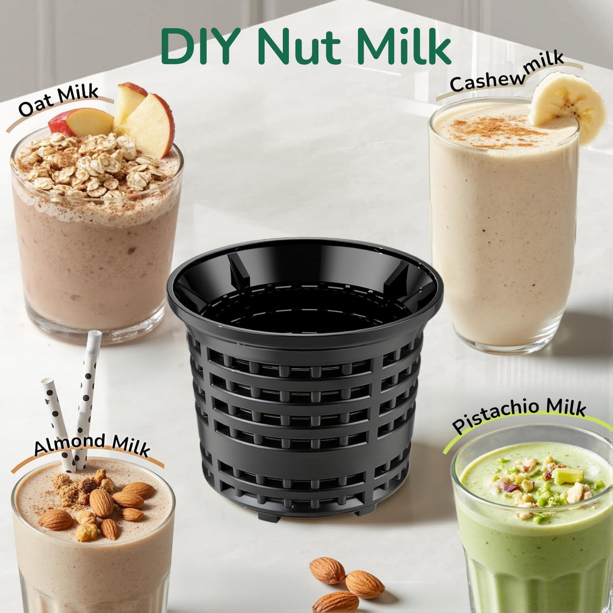 Canoly C16 Cold Press Juicer, 6" Extra Wide Feed Chute, 3-IN-1 Strainers (Juice & Sorbet & Nut