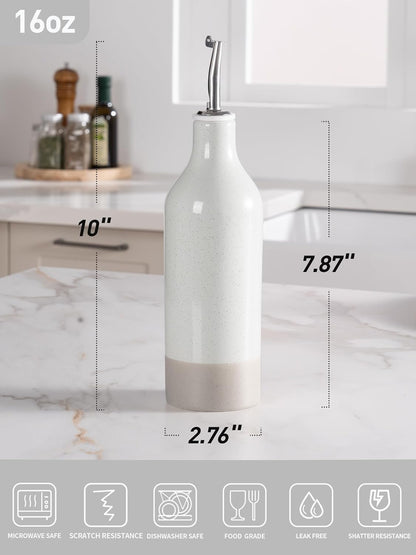 famiware Milkyway 16oz Ceramic Olive Oil Dispenser Bottle, 1 Piece Oil Dispenser for Kitchen with