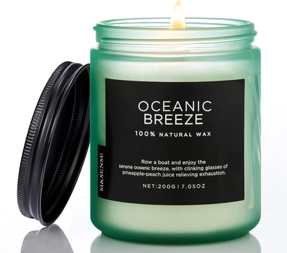 M&SENSE Candle Oceanic Breeze Scented Candle, Long Lasting Pineapple & Mango Scented Natural Soy
