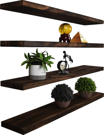 Wood Floating Shelves for Wall Decor, Rustic Wall Shelves for Bedroom Bathroom Kitchen Living Room