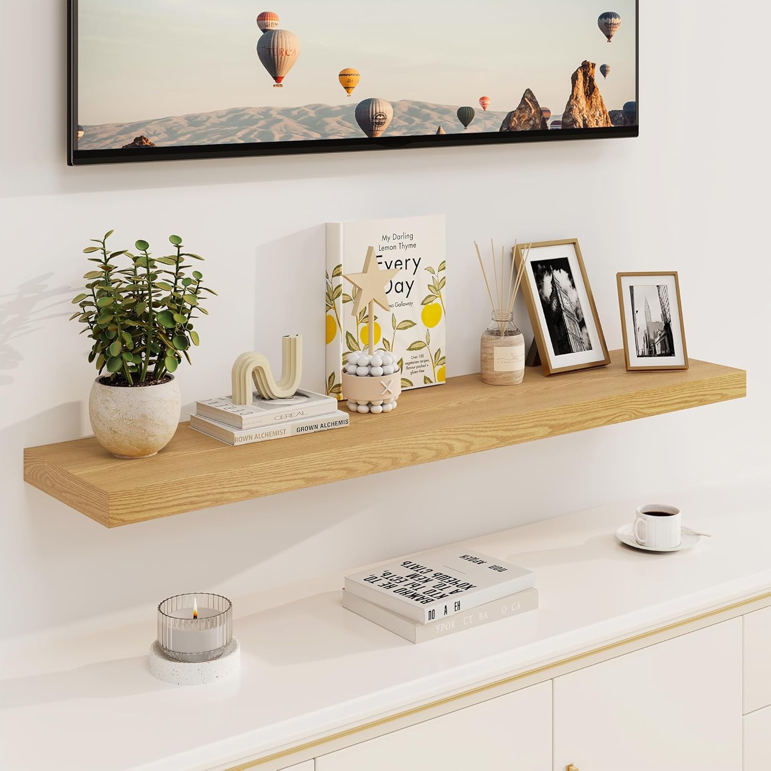 Fun Memories Floating Shelves, 8 Inch Deep Floating Shelves, Rustic Wood Fireplace Mantel 48 in