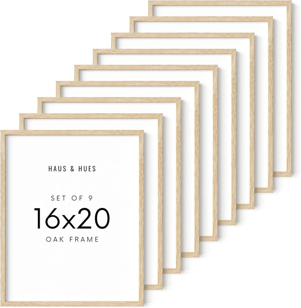 HAUS AND HUES Square Picture Frames 16 x 20 Set of 9 - Photo Gallery Wall Frame Set, Wood 16x20