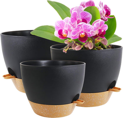 12/10/9 inch Large Self Watering Pots, Planter, Plant Pots with Mesh Drainage Holes for Indoor