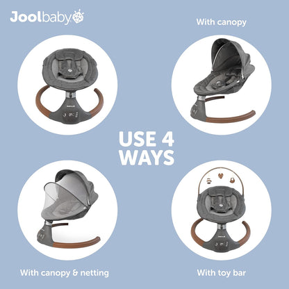Jool Baby Nova Nature Baby Swing for Newborns – Natural Wood Toys, Electric Motorized Infant Swing