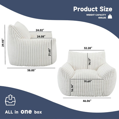 Oversized Bean Bag Chair for Adults, Giant Comfy Plush Boneless Bean Bag Couch with Filler for Kids
