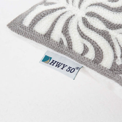 HWY 50 Grey Gray Decorative Lumbar Pillow Cover Rectangle 12x20 Inch (1 Piece), Embroidered Cotton