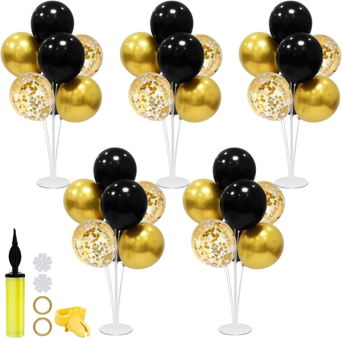Black and Gold Balloon Stand Centerpiece Table Decorations Black and Gold Party Decorations for
