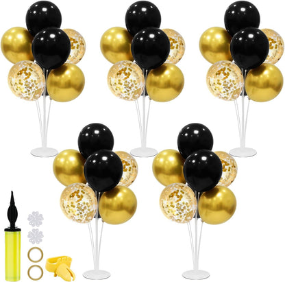 Black and Gold Balloon Stand Centerpiece Table Decorations Black and Gold Party Decorations for