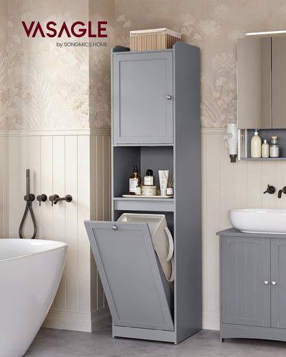 VASAGLE Tall Storage Cabinet, Storage Unit with Removable Laundry Basket, Compartment and Cabinet