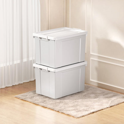 Cetomo Lidded Storage Bin with Handle, Tote Organizing Container with Wheels, Lid and Secure