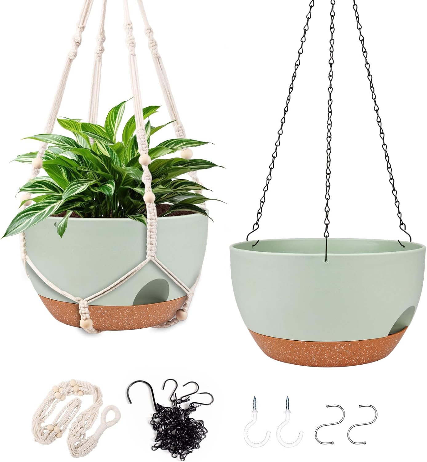 Hanging Planters for Outdoor Indoor Plants, 2 Pack 12 Inch Hanging Basket Plants Outdoor, Self