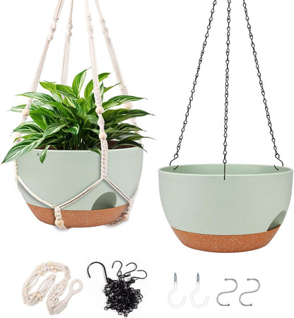 Hanging Planters for Outdoor Indoor Plants, 2 Pack 12 Inch Hanging Basket Plants Outdoor, Self