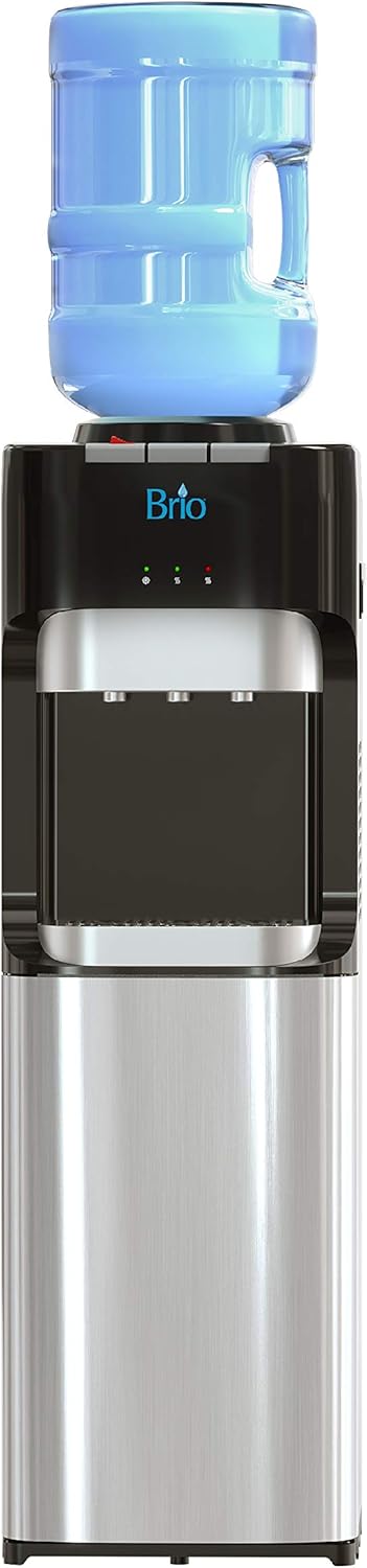 Brio Essential Series Top Loading Water Cooler Dispenser - Tri Temp Dispense, Child Safety Lock