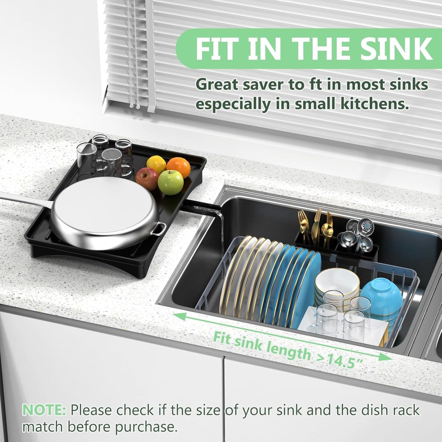 LEMIKKLE Expandable Dish Drying Rack- Space-Saving Dish Rack, Dish Drainers for Kitchen Counter
