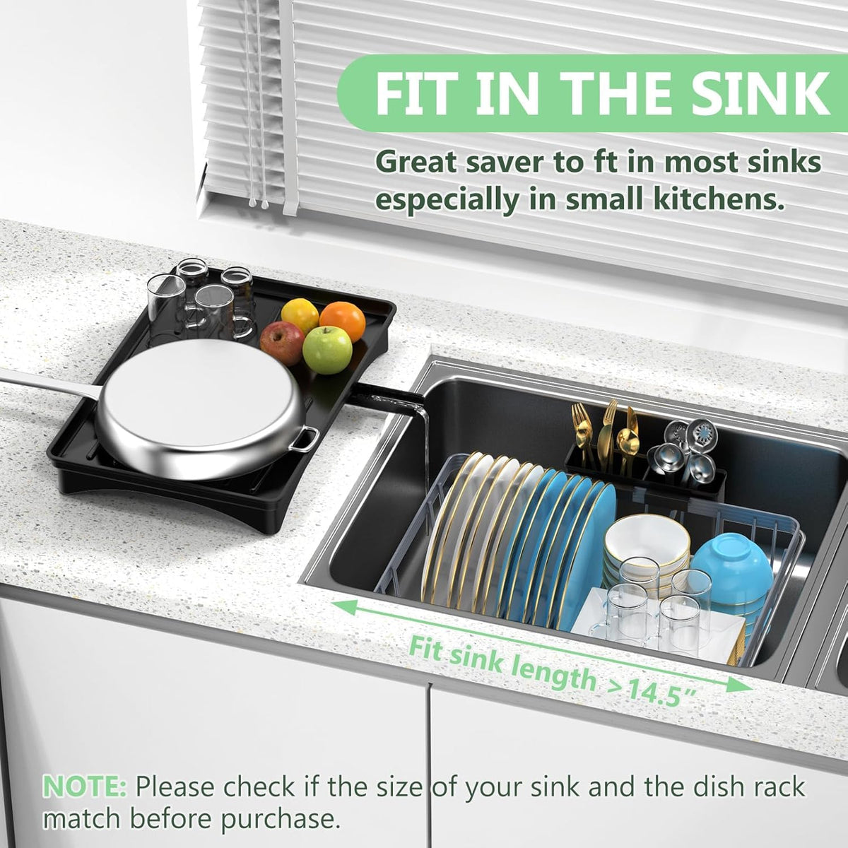 LEMIKKLE Expandable Dish Drying Rack- Space-Saving Dish Rack, Dish Drainers for Kitchen Counter