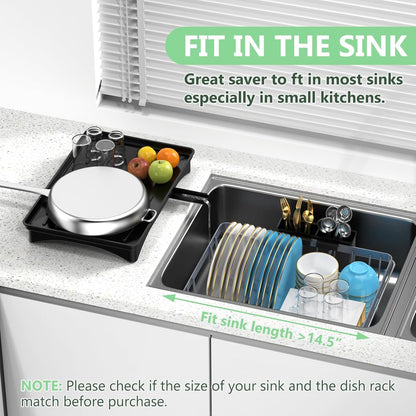LEMIKKLE Expandable Dish Drying Rack- Space-Saving Dish Rack, Dish Drainers for Kitchen Counter