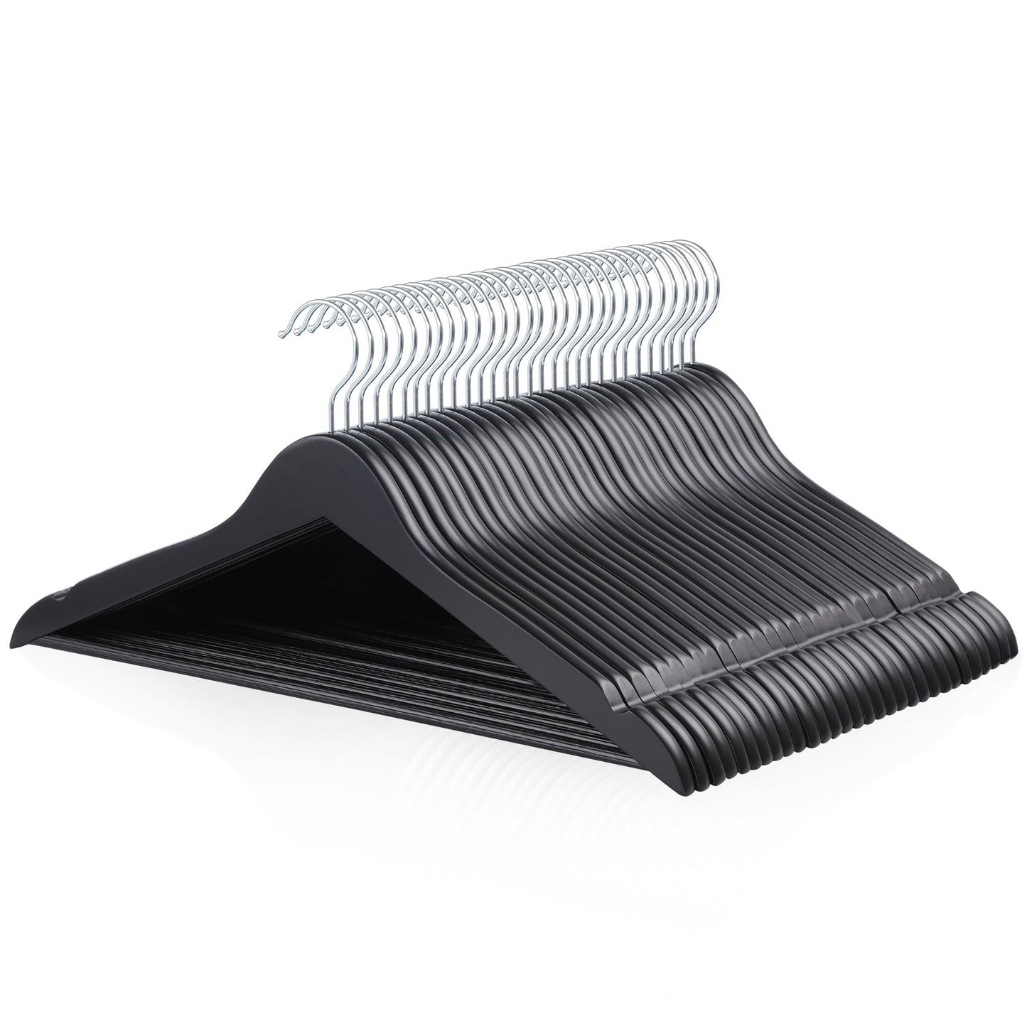 Amazon Basics Wood Suit Clothes Hangers for Closet Organizer, Black, 30-Pack