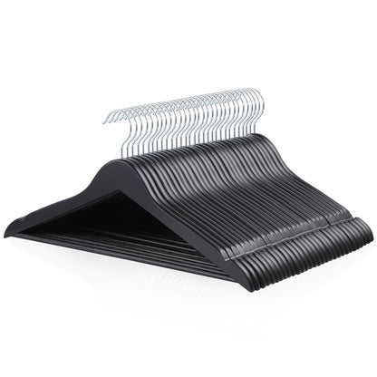 Amazon Basics Wood Suit Clothes Hangers for Closet Organizer, Black, 30-Pack