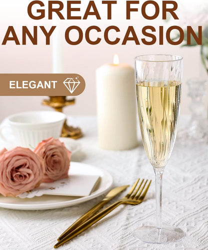 Plastic Champagne Flutes, 36 PCS Clear Disposable Wine Glasses Reusable Plastic Cocktail Cups for