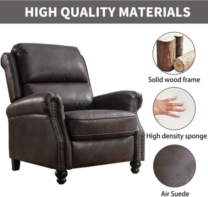 CANMOV Pushback Recliner Chair Set of 2, Faux Leather Armchair Push Back Recliner with Rivet