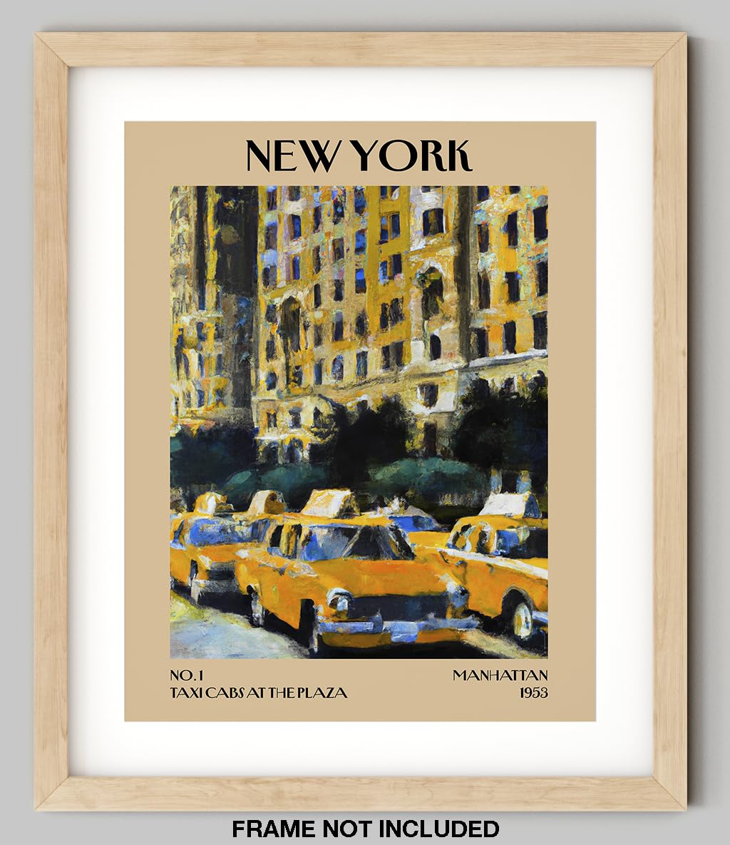 Retro Vintage New York Wall Art Print - 11x14 Unframed Poster - New York City Souvenirs, Cute
