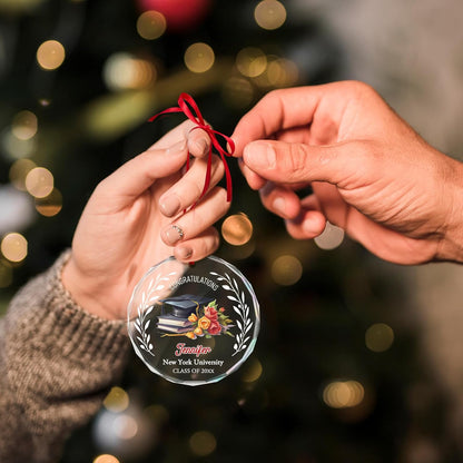 Personalized Graduate Glass Christmas Ornament, Class of 2025 Graduation Picture Ornament Gift for