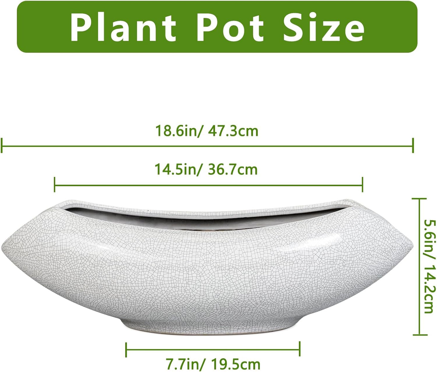 Ceramic Bonsai Tree Pot - 18 Inch Ceramic Pots for Plants, Large Succulent Planter with Drainage