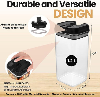 Shazo Airtight Food Storage Containers with Lids - 6 PC BPA Free Clear Plastic Cereal Containers